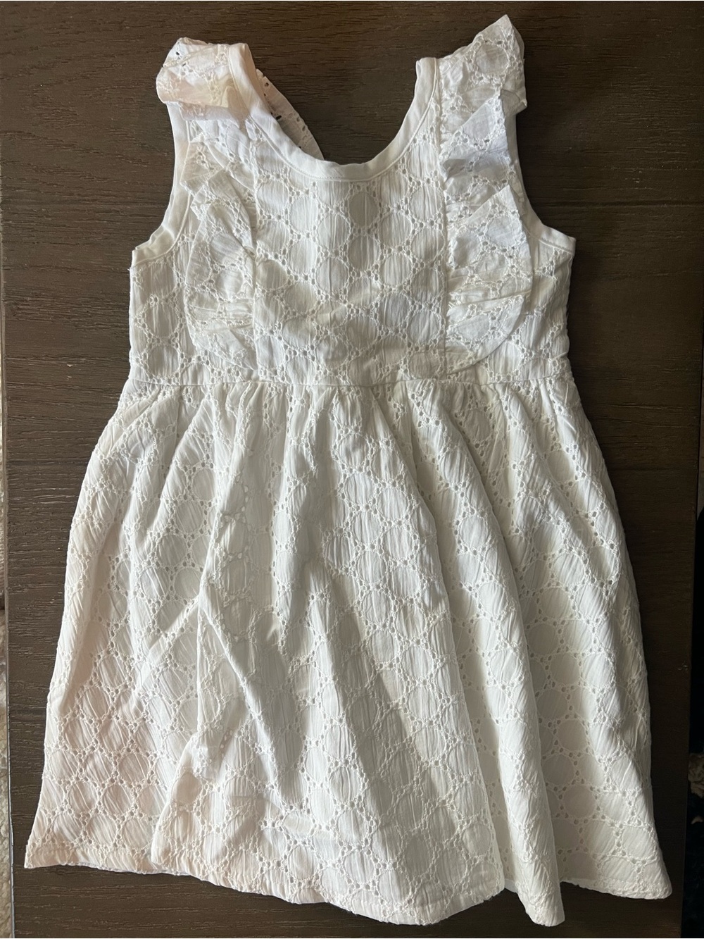 White Eyelet Ruffle-Shoulder Dress for Girls NWT